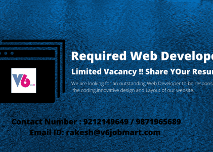 Requirement of Web Developer Urgently in Delhi